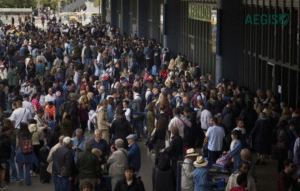 Personas con mucho miedo durante el apaggon de españa