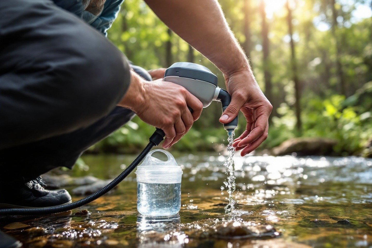 Diagrama de técnicas para filtrar agua en situaciones de emergencia con un filtro casero de capas.